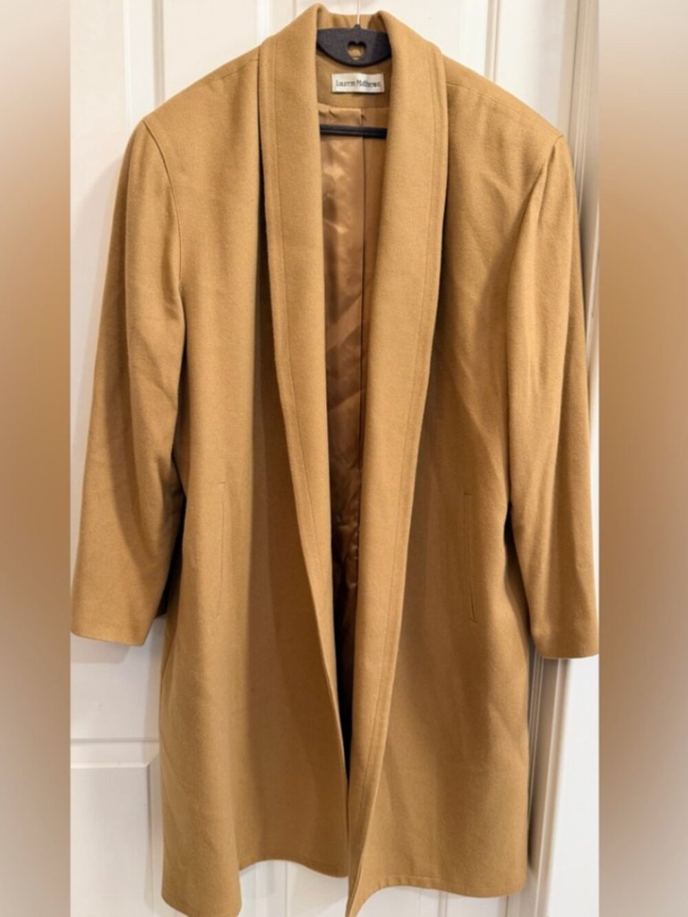 Lauren Matthews 100% Wool Camel Coat – Classic Long Overcoat